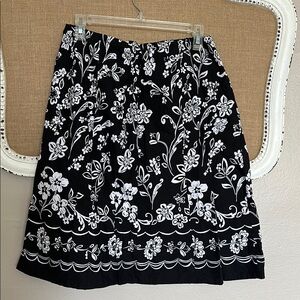 Floral Black and White Skirt